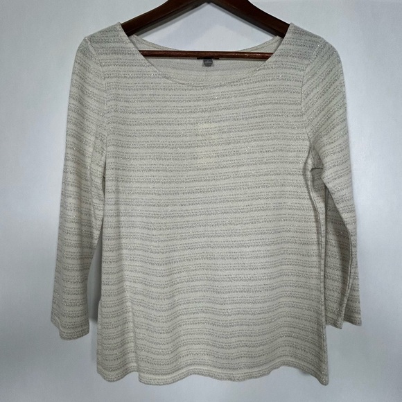 Ann Taylor Tops - Ann Taylor Shimmery Cream Ribbed 3/4 Sleeve Blouse